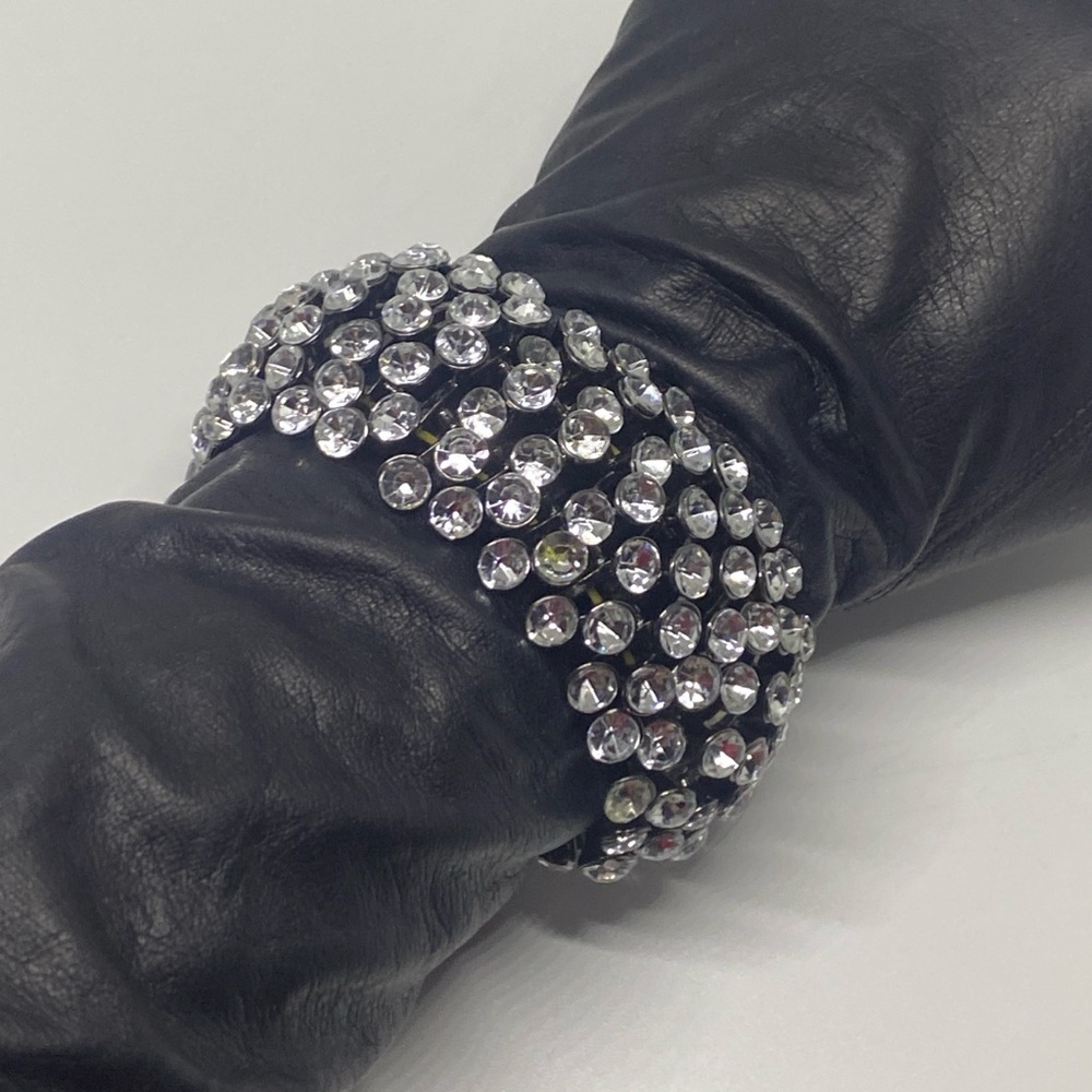 Elegant Vintage Clear Crystal Stretch Black Bracelet